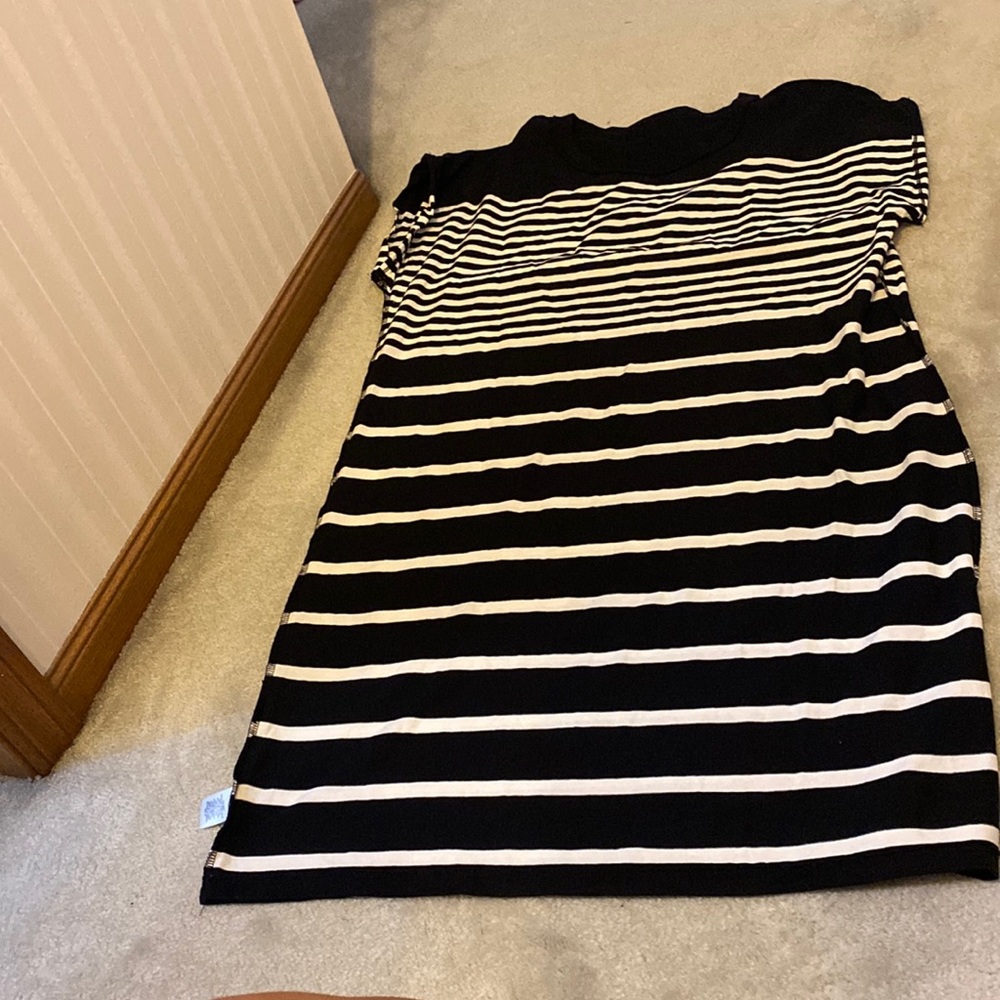 Black and white striped dress